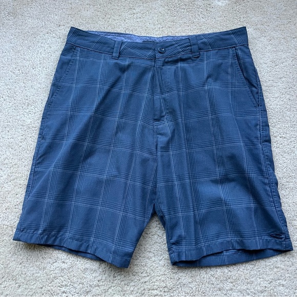 O’Neill Men’s Gray Plaid Flat Front Hybrid Chino Shorts - Size 34 - EUC - Picture 1 of 9
